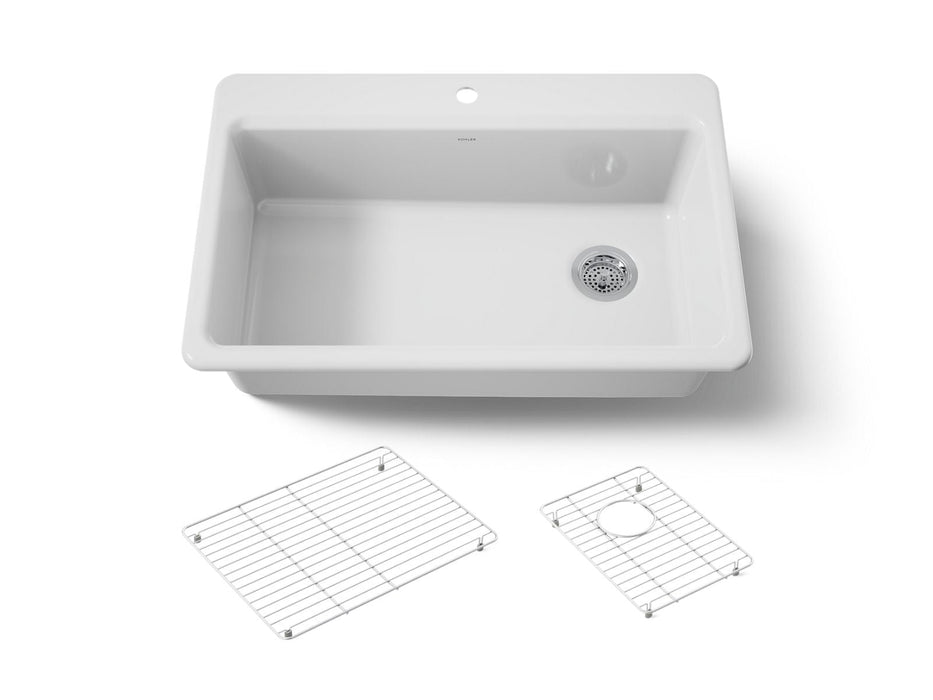 KOHLER K-5871 Riverby 33" Top-mount Single-bowl Kitchen Sink, white
