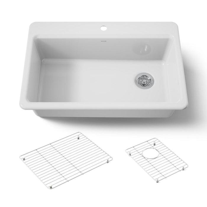 KOHLER K-5871 Riverby 33" Top-mount Single-bowl Kitchen Sink, white - view 5