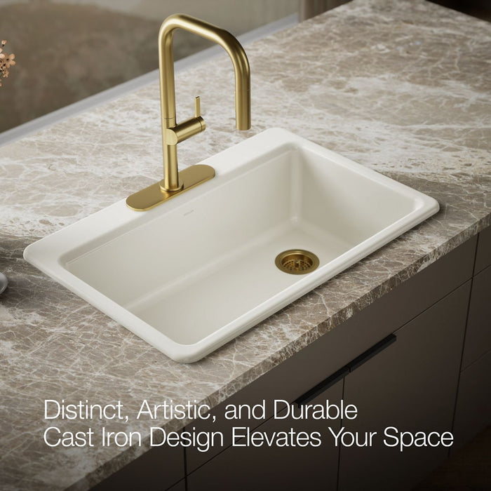 KOHLER K-5871 Riverby 33" Top-mount Single-bowl Kitchen Sink, biscuit - view 4