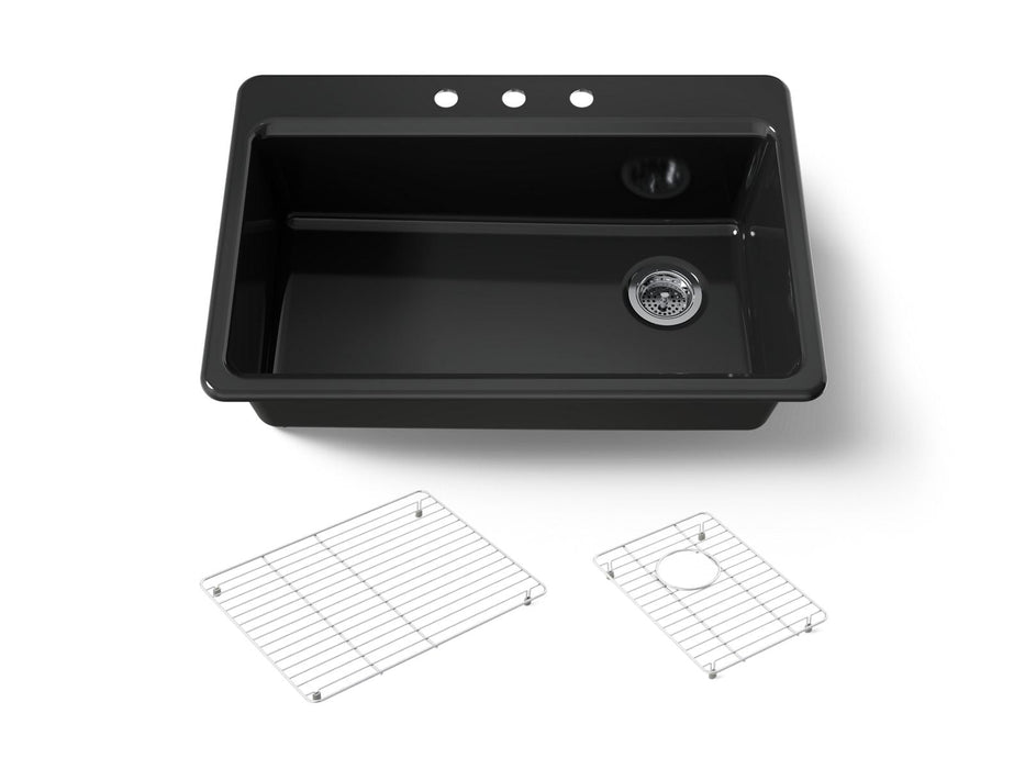 KOHLER K-5871 Riverby 33" Top-mount Single-bowl Kitchen Sink, black black