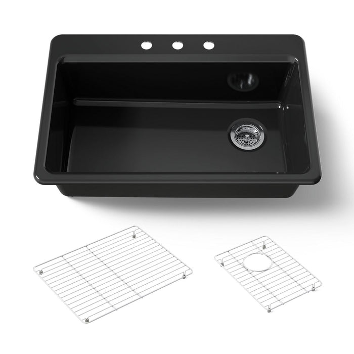 KOHLER K-5871 Riverby 33" Top-mount Single-bowl Kitchen Sink, black black - view 5