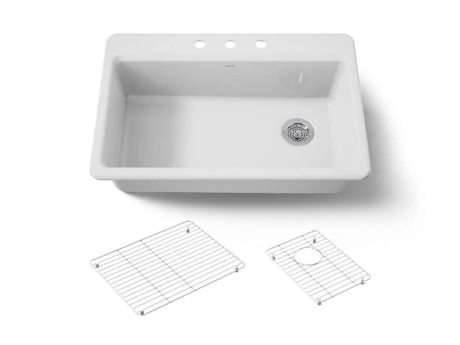 KOHLER K-5871 Riverby 33" Top-mount Single-bowl Kitchen Sink, white