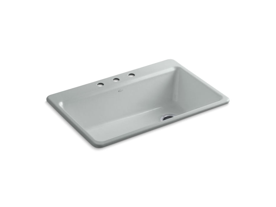 KOHLER K-5871-3A2 Riverby 33" top-mount single-bowl workstation kitchen sink, ice grey