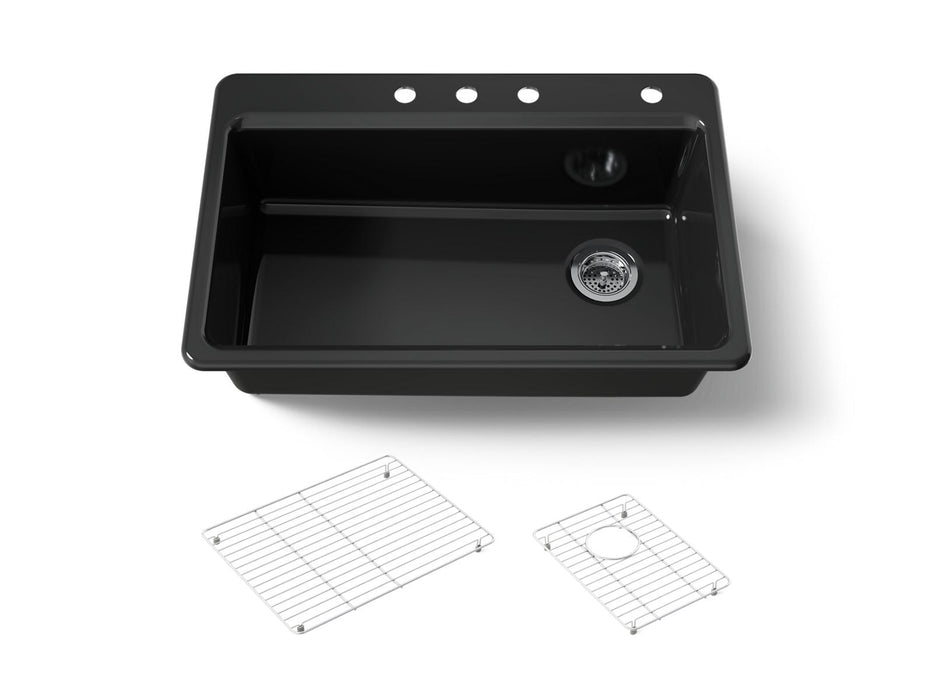 KOHLER K-5871 Riverby 33" Top-mount Single-bowl Kitchen Sink, black black
