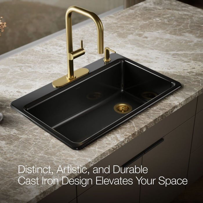 KOHLER K-5871 Riverby 33" Top-mount Single-bowl Kitchen Sink, black black - view 4