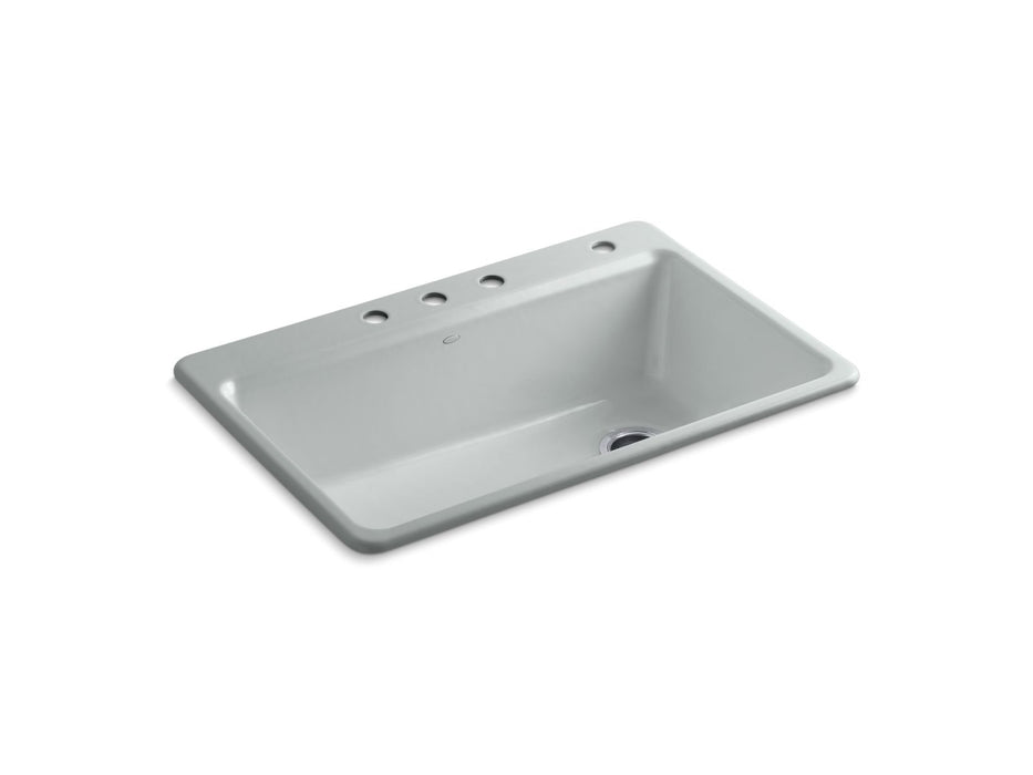 KOHLER K-5871-4A2 Riverby 33" top-mount single-bowl workstation kitchen sink, ice grey