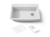 KOHLER K-5871-4A2 Riverby 33" top-mount single-bowl workstation kitchen sink, white