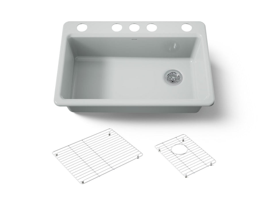 KOHLER K-5871 Riverby 33" Undermount Single-bowl Kitchen Sink, ice grey