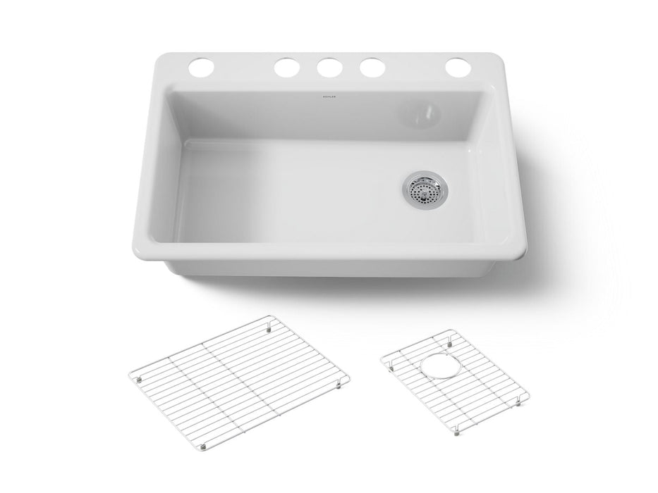 KOHLER K-5871 Riverby 33" Undermount Single-bowl Kitchen Sink, white