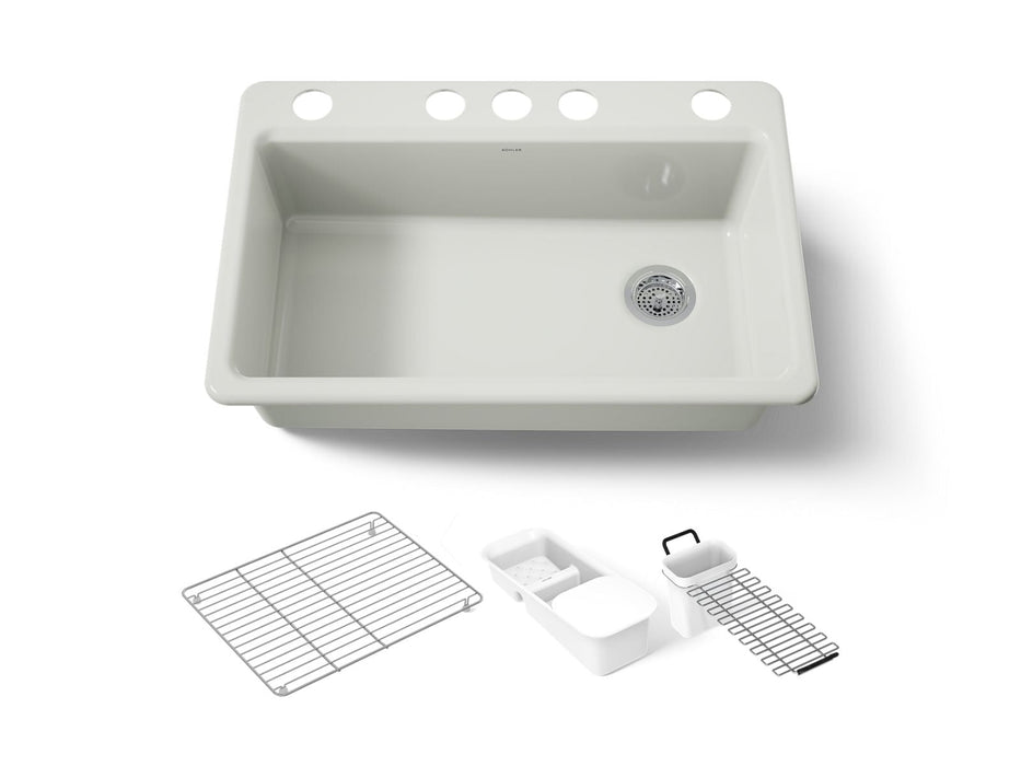 KOHLER K-5871-5UA3 Riverby 33" undermount single-bowl workstation kitchen sink