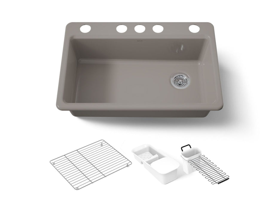 KOHLER K-5871-5UA3 Riverby 33" undermount single-bowl workstation kitchen sink