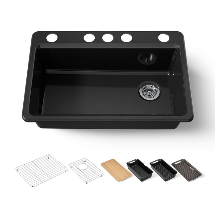 KOHLER K-5871 Riverby 33" Undermount Single-bowl Workstation Kitchen Sink, black black - view 5