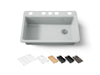 KOHLER K-5871 Riverby 33" Undermount Single-bowl Workstation Kitchen Sink, ice grey
