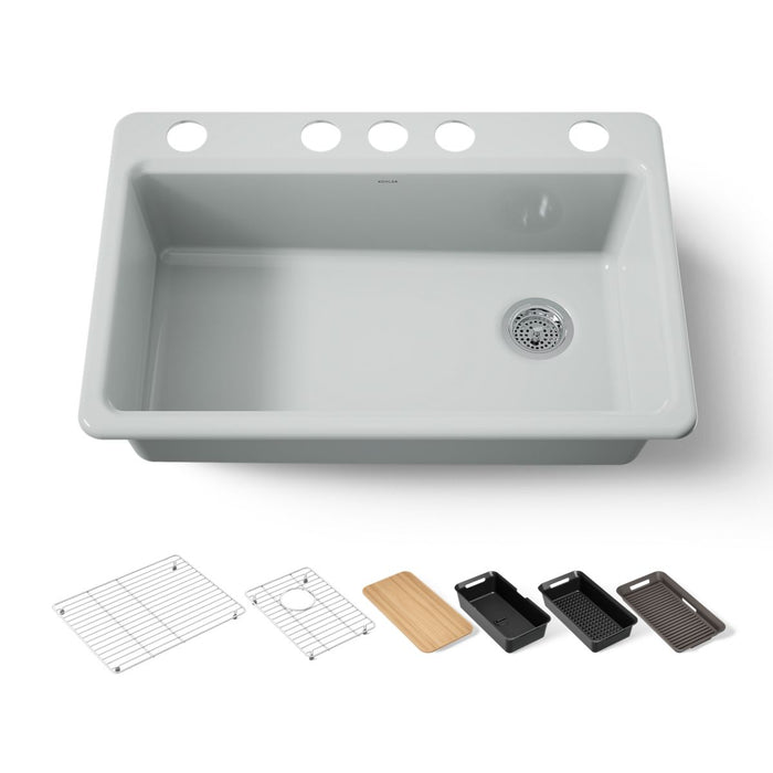 KOHLER K-5871 Riverby 33" Undermount Single-bowl Workstation Kitchen Sink, ice grey - view 5