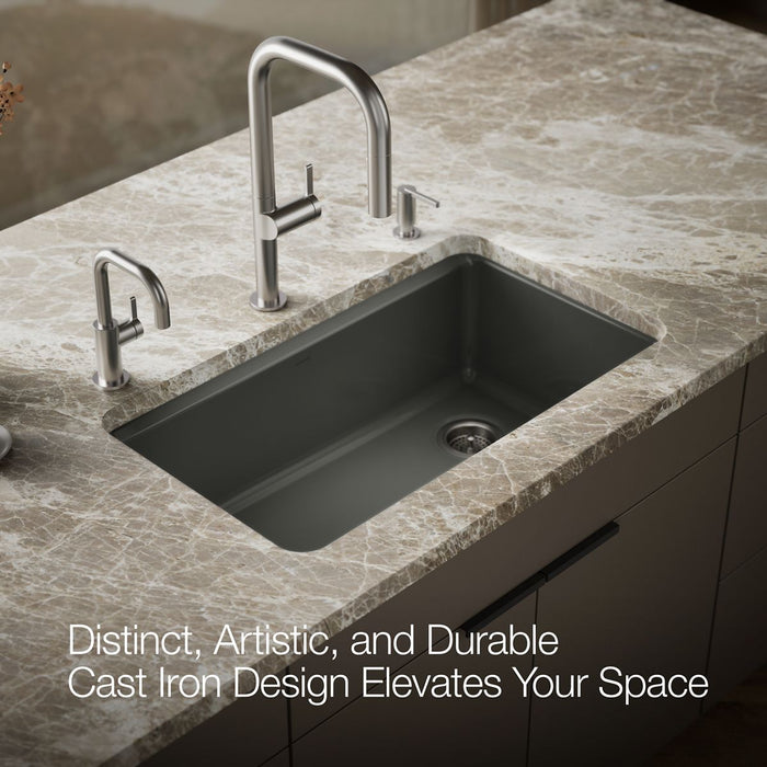 KOHLER K-5871 Riverby 33" Undermount Single-bowl Workstation Kitchen Sink, thunder grey - view 4