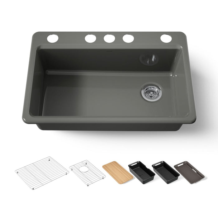 KOHLER K-5871 Riverby 33" Undermount Single-bowl Workstation Kitchen Sink, thunder grey - view 5