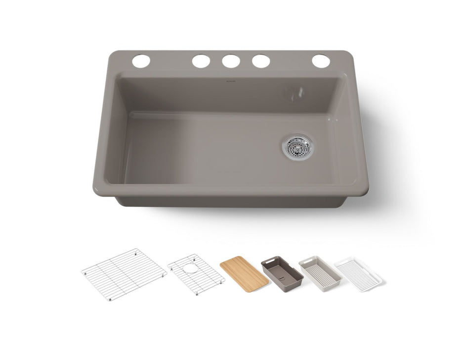KOHLER K-5871 Riverby 33" Undermount Single-bowl Workstation Kitchen Sink