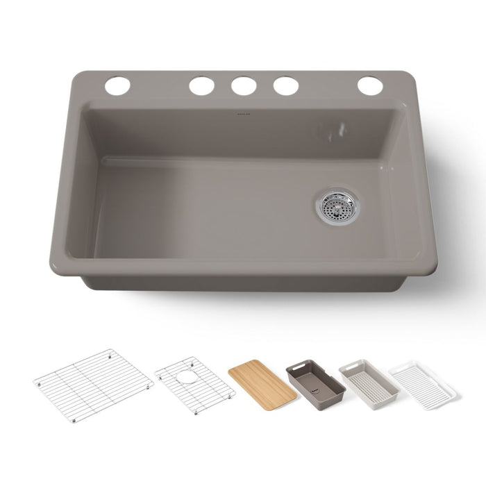 KOHLER K-5871 Riverby 33" Undermount Single-bowl Workstation Kitchen Sink