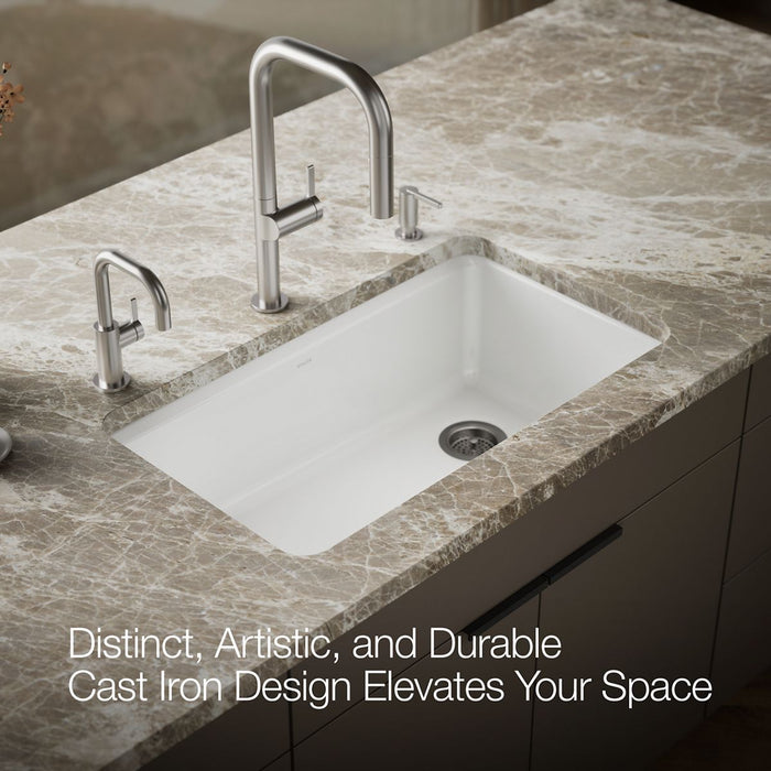 KOHLER K-5871 Riverby 33" Undermount Single-bowl Workstation Kitchen Sink, white - view 4