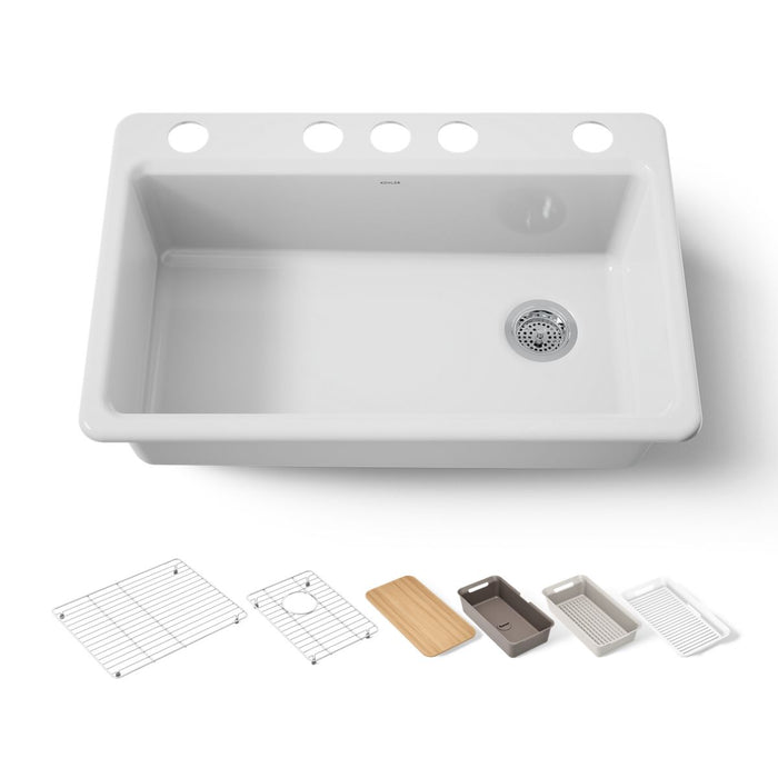 KOHLER K-5871 Riverby 33" Undermount Single-bowl Workstation Kitchen Sink, white - view 5