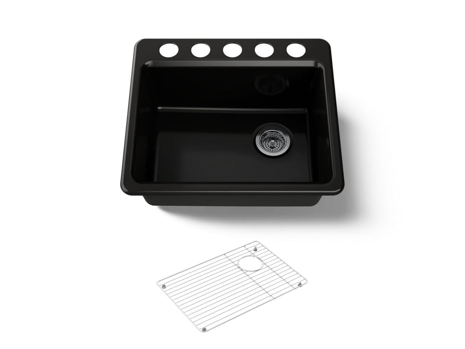 KOHLER K-5872 Riverby 25" Undermount Single-bowl Kitchen Sink, black black