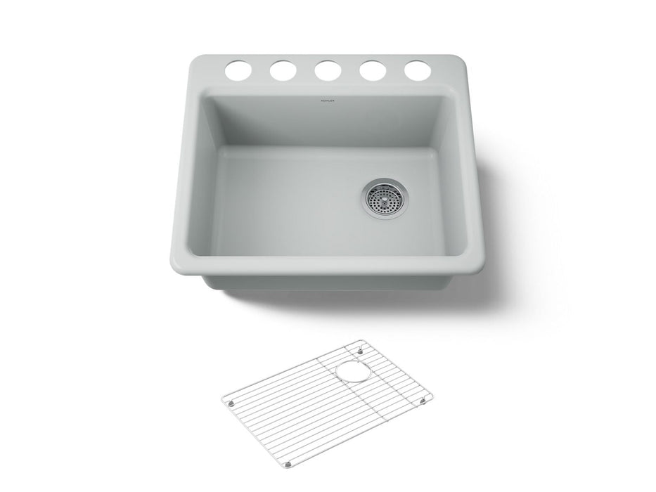 KOHLER K-5872 Riverby 25" Undermount Single-bowl Kitchen Sink, ice grey