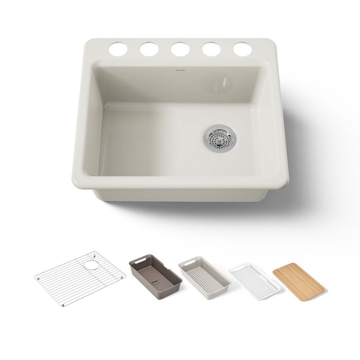 KOHLER K-5872 Riverby 25" Undermount Single-bowl Workstation Kitchen Sink