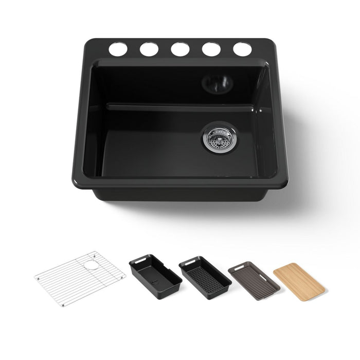 KOHLER K-5872 Riverby 25" Undermount Single-bowl Workstation Kitchen Sink, black black - view 5