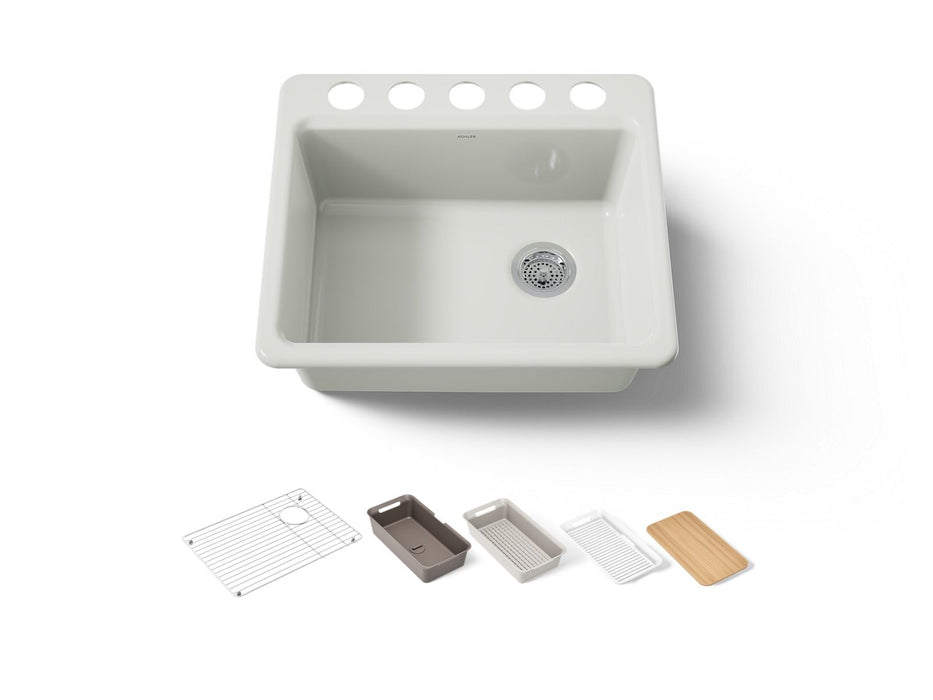 KOHLER K-5872 Riverby 25" Undermount Single-bowl Workstation Kitchen Sink