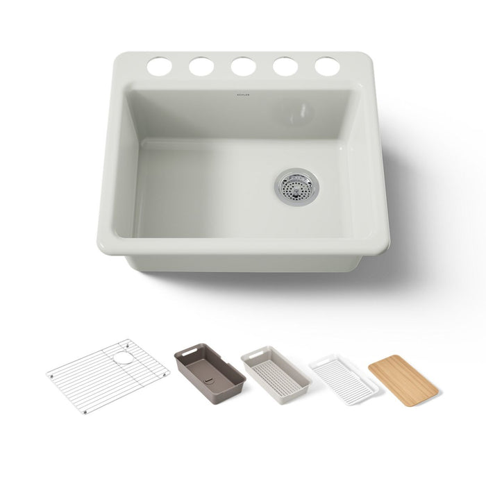 KOHLER K-5872 Riverby 25" Undermount Single-bowl Workstation Kitchen Sink