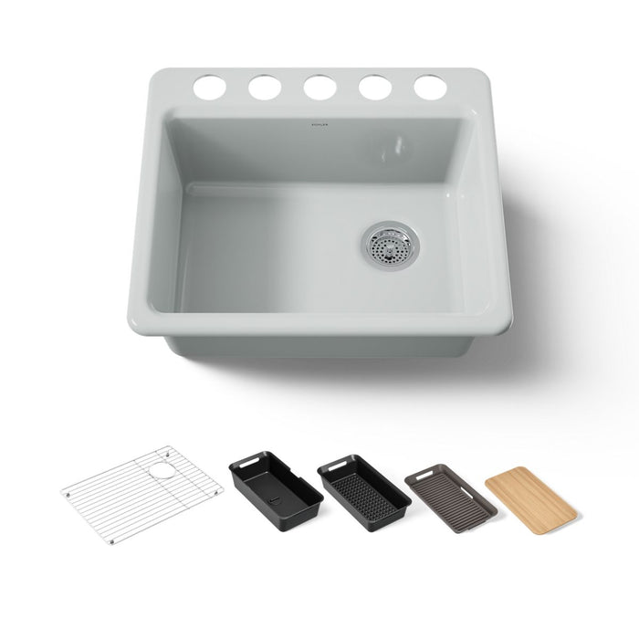 KOHLER K-5872 Riverby 25" Undermount Single-bowl Workstation Kitchen Sink, ice grey - view 5