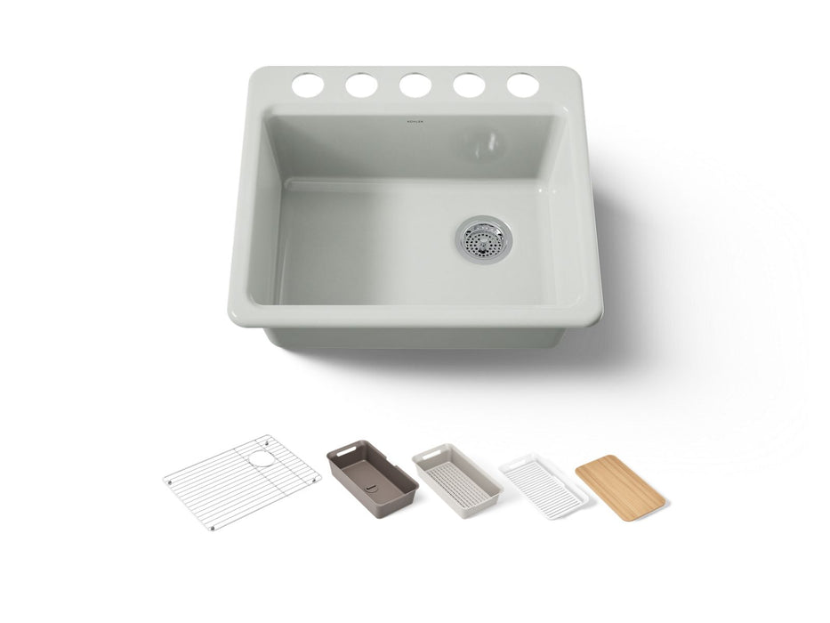 KOHLER K-5872 Riverby 25" Undermount Single-bowl Workstation Kitchen Sink