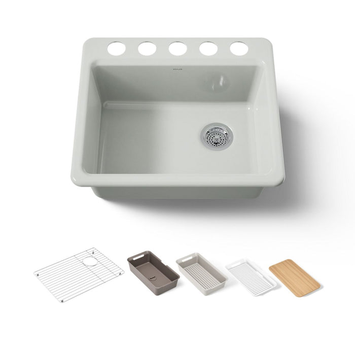 KOHLER K-5872 Riverby 25" Undermount Single-bowl Workstation Kitchen Sink
