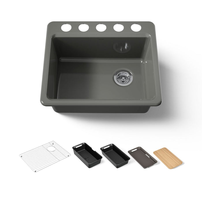 KOHLER K-5872 Riverby 25" Undermount Single-bowl Workstation Kitchen Sink, thunder grey - view 5