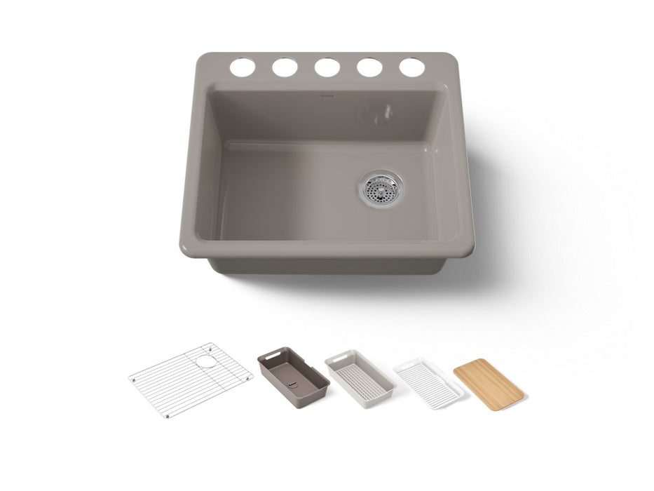 KOHLER K-5872 Riverby 25" Undermount Single-bowl Workstation Kitchen Sink