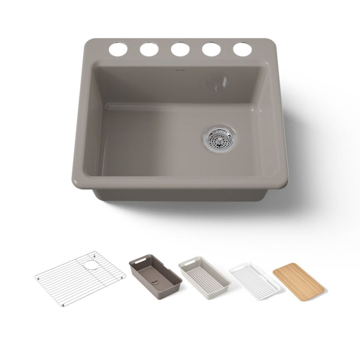KOHLER K-5872 Riverby 25" Undermount Single-bowl Workstation Kitchen Sink