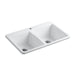 KOHLER K-5873-1 Deerfield 33" Top-mount Double-bowl Kitchen Sink, white