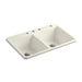KOHLER K-5873-4 Deerfield 33" Top-mount Double-bowl Kitchen Sink, biscuit