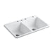 KOHLER K-5873-4 Deerfield 33" Top-mount Double-bowl Kitchen Sink, white