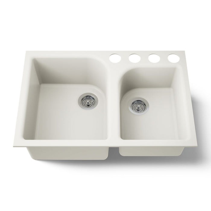 KOHLER K-5931-4U Executive Chef 33" undermount double-bowl kitchen sink, biscuit - view 5