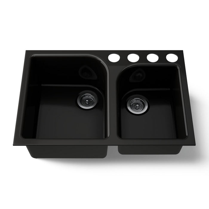 KOHLER K-5931-4U Executive Chef 33" undermount double-bowl kitchen sink, black black - view 5