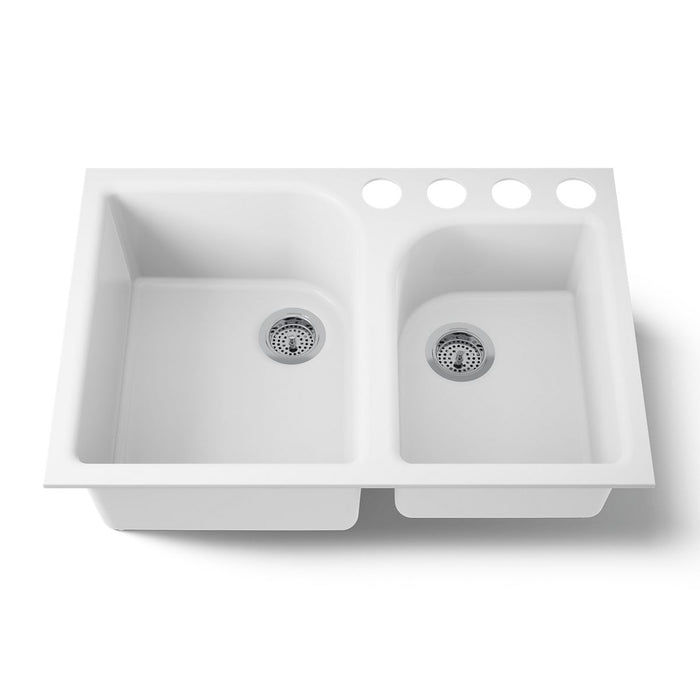 KOHLER K-5931-4U Executive Chef 33" undermount double-bowl kitchen sink, white - view 5
