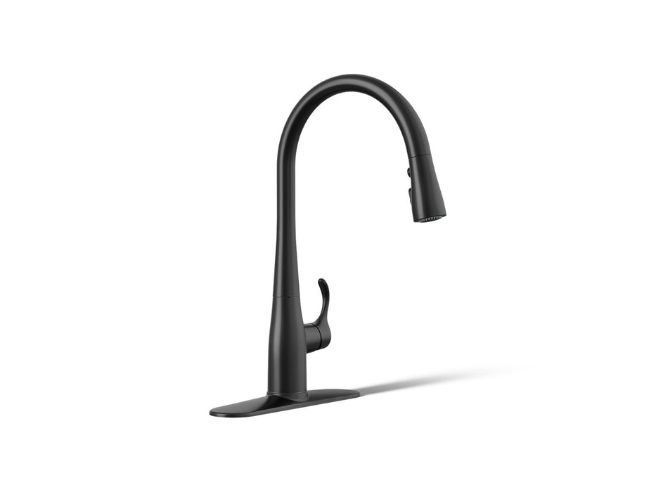 KOHLER K-596 Simplice Pull-down kitchen sink faucet with three-function sprayhead, matte black