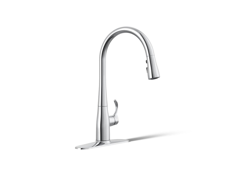 KOHLER K-596 Simplice Pull-down kitchen sink faucet with three-function sprayhead, polished chrome