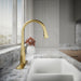 KOHLER K-596 Simplice Pull-down kitchen sink faucet with three-function sprayhead, vibrant brushed moderne brass - view 2