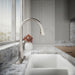 KOHLER K-596 Simplice Pull-down kitchen sink faucet with three-function sprayhead, vibrant stainless - view 2