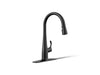 KOHLER K-597 Simplice Compact pull-down kitchen sink faucet with three-function sprayhead, matte black