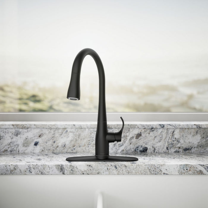 KOHLER K-597 Simplice Compact pull-down kitchen sink faucet with three-function sprayhead, matte black - view 4