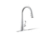 KOHLER K-597 Simplice Compact pull-down kitchen sink faucet with three-function sprayhead, polished chrome