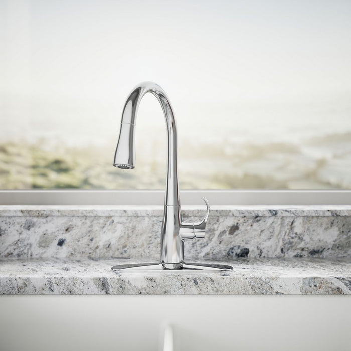 KOHLER K-597 Simplice Compact pull-down kitchen sink faucet with three-function sprayhead, polished chrome - view 4